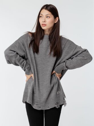 Джемпер оверсайз унисекс Grunge в сумке, серый Джемпер оверсайз унисекс Grunge в сумке, серый