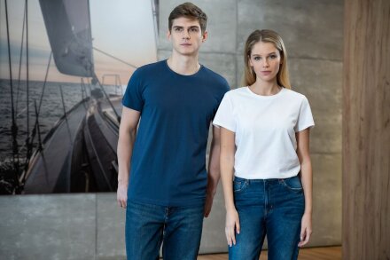 Футболка женская Ladies American U, синяя Футболка женская Ladies American U, синяя