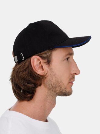 Бейсболка Long Beach, черная с ярко-синим Бейсболка Long Beach, черная с ярко-синим