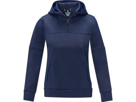 Женский свитер анорак Sayan на молнии на половину длины с капюшоном, темно-синий Женский свитер анорак Sayan на молнии на половину длины с капюшоном, темно-синий