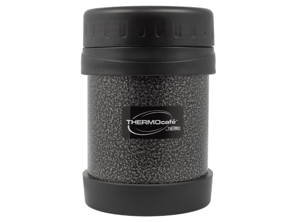 Термос из нерж. стали для еды тм ThermoCafe HAMJNL-350FJ Hammertone Coating, 0.35L, серый с нанесением логотипа