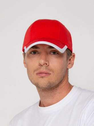 Бейсболка Honor, красная с белым кантом Бейсболка Honor, красная с белым кантом