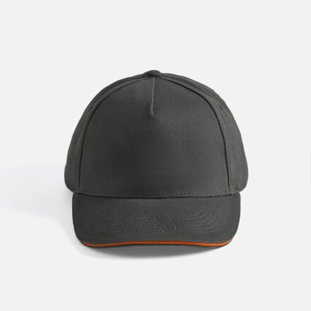 Бейсболка Long Beach, серая с оранжевым Бейсболка Long Beach, серая с оранжевым