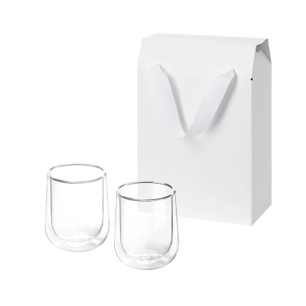 Подарочный набор 2 стеклянных стакана Lungo в коробке-пакете