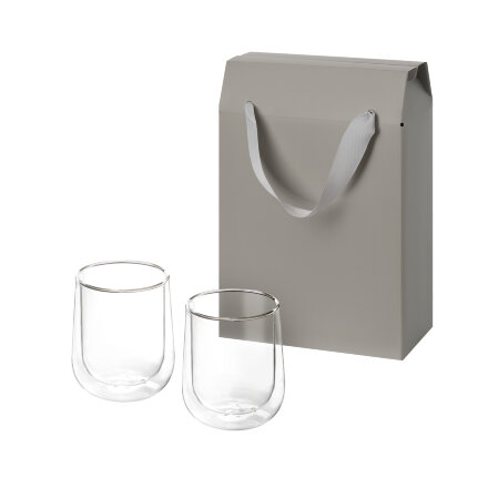 Подарочный набор 2 стеклянных стакана Lungo в коробке-пакете