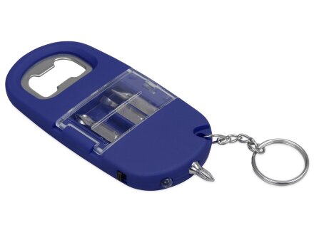 Брелок-открывалка с отвертками и фонариком Uni, софт-тач, синий Брелок-открывалка с отвертками и фонариком Uni, софт-тач, синий