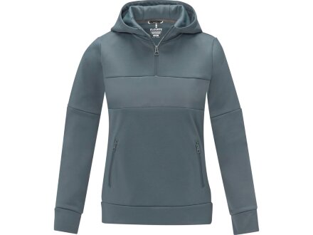 Женский свитер анорак Sayan на молнии на половину длины с капюшоном, steel grey Женский свитер анорак Sayan на молнии на половину длины с капюшоном, steel grey