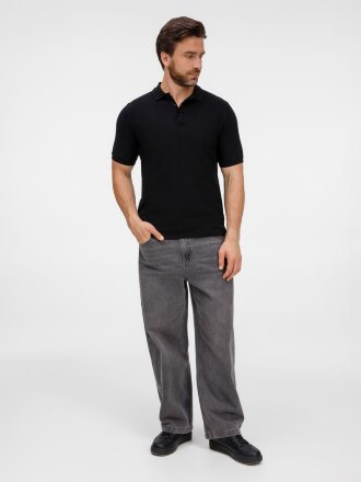 Рубашка поло унисекс Upswing, черная Рубашка поло унисекс Upswing, черная