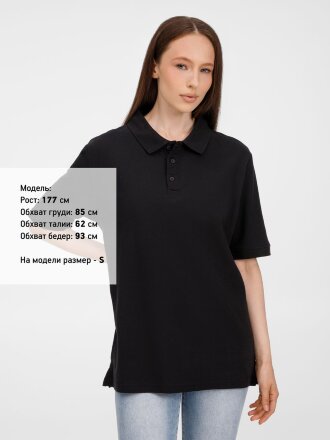 Рубашка поло унисекс Upswing, черная Рубашка поло унисекс Upswing, черная