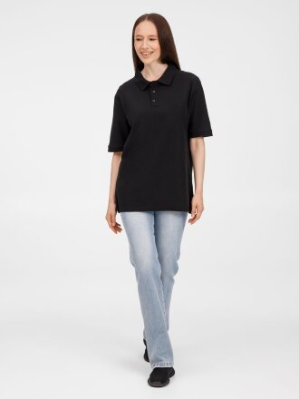 Рубашка поло унисекс Upswing, черная Рубашка поло унисекс Upswing, черная