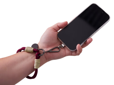 Брелок-браслет Bohemian c металлическим держателем для телефона, бургунди