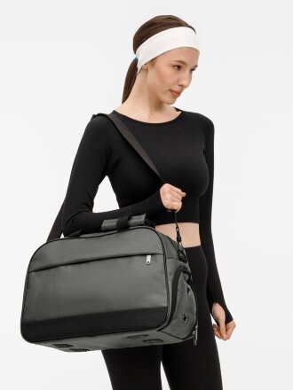 Спортивная сумка Atlantes, серая с черным Спортивная сумка Atlantes, серая с черным