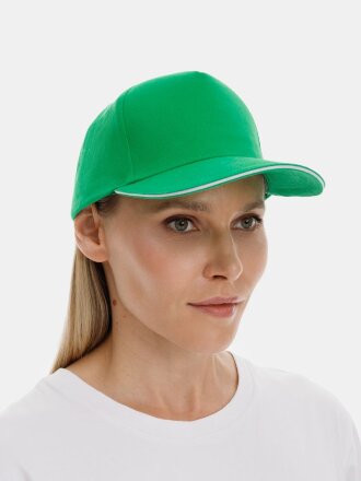 Бейсболка Long Beach, ярко-зеленая с белым Бейсболка Long Beach, ярко-зеленая с белым