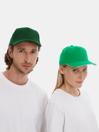 Бейсболка Long Beach, ярко-зеленая с белым Бейсболка Long Beach, ярко-зеленая с белым