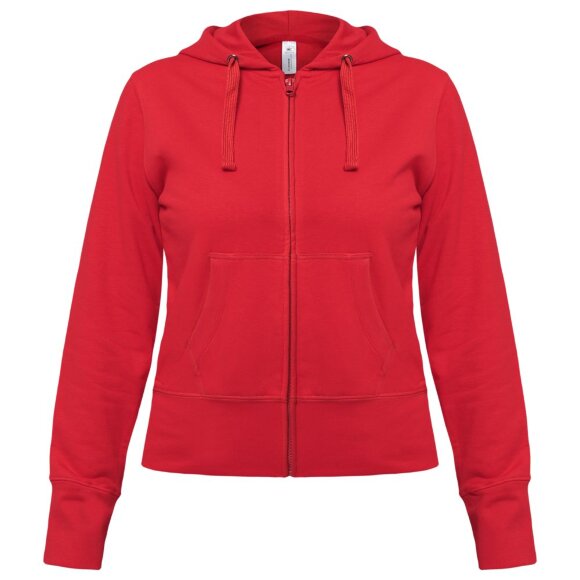 Толстовка женская Hooded Full Zip красная с нанесением логотипа