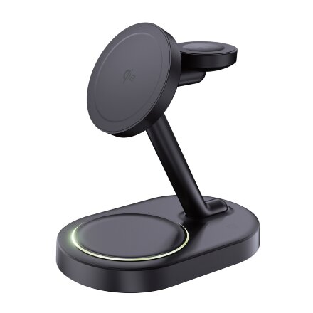 Беспроводная зарядная станция 3 в 1 MagSafe QI2 NEO Galaxy, черная, Deppa Беспроводная зарядная станция 3 в 1 MagSafe QI2 NEO Galaxy, черная, Deppa