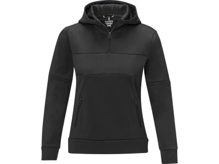 Женский свитер анорак Sayan на молнии на половину длины с капюшоном, черный Женский свитер анорак Sayan на молнии на половину длины с капюшоном, черный