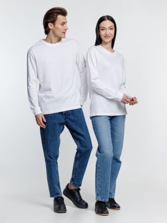 Футболка унисекс с длинным рукавом Pioneer LSL, белая Футболка унисекс с длинным рукавом Pioneer LSL, белая