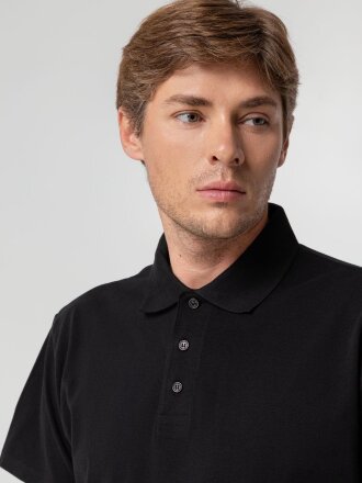 Рубашка поло мужская Spring 210, черная Рубашка поло мужская Spring 210, черная