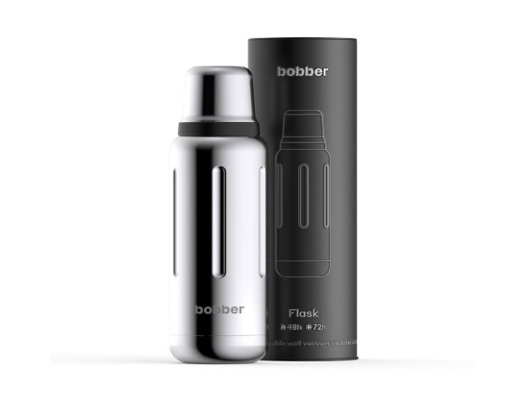 Термос для напитков, вакуумный, бытовой, тм bobber. Объем 1 литр. Артикул Flask-1000 Glossy с нанесением логотипа