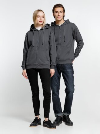 Толстовка на молнии с капюшоном Siverga 2.0, темно-серая (графит) Толстовка на молнии с капюшоном Siverga 2.0, темно-серая (графит)