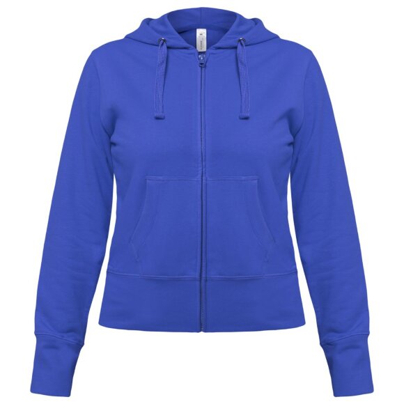 Толстовка женская Hooded Full Zip ярко-синяя с нанесением логотипа