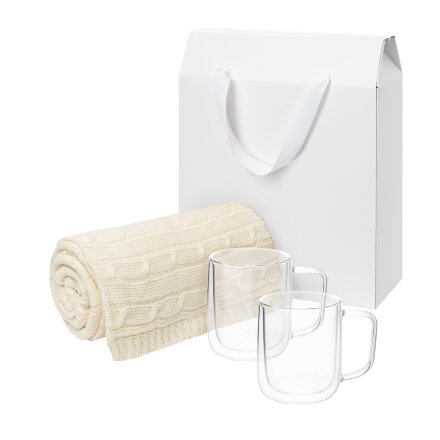 Подарочный набор Viora, Fado в белой коробке-пакете (2 кружки+плед)