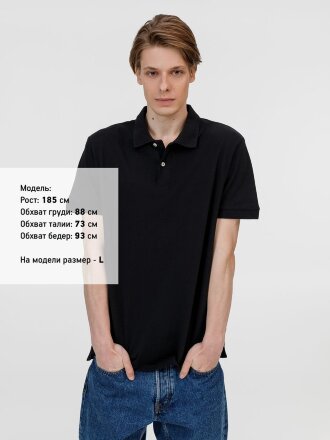 Рубашка поло унисекс Pacific, черная Рубашка поло унисекс Pacific, черная