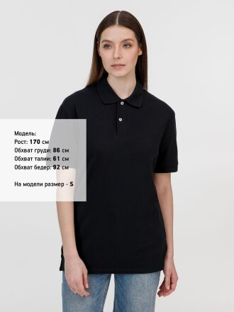 Рубашка поло унисекс Pacific, черная Рубашка поло унисекс Pacific, черная