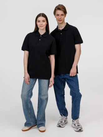 Рубашка поло унисекс Pacific, черная Рубашка поло унисекс Pacific, черная