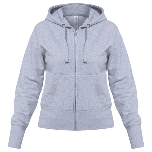 Толстовка женская Hooded Full Zip серый меланж с нанесением логотипа