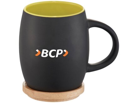 Керамическая чашка Hearth с деревянной крышкой-костером, черный/лайм Керамическая чашка Hearth с деревянной крышкой-костером, черный/лайм