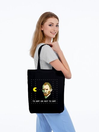 Холщовая сумка «Ван-Пакман», черная Холщовая сумка «Ван-Пакман», черная