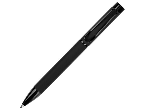 Металлическая шариковая ручка Black Lama, софт-тач, черный с нанесением логотипа
