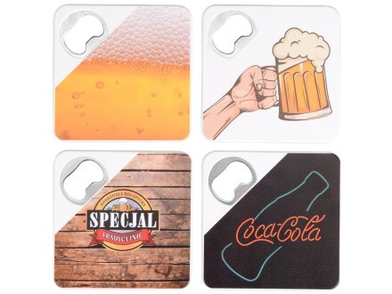 Подставка для кружки с открывалкой Liso, черный/белый Подставка для кружки с открывалкой Liso, черный/белый