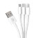 Дата-кабель 3 в 1: micro USB, USB-C, Ligthning, 1.2м, белый, Deppa