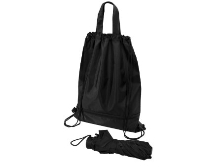 Зонт Picau из переработанного пластика в сумочке, черный Зонт Picau из переработанного пластика в сумочке, черный