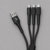 Дата-кабель Armor 3 в 1: micro USB, USB-C, Ligthning, 1.2м, черный, Deppa Дата-кабель Armor 3 в 1: micro USB, USB-C, Ligthning, 1.2м, черный, Deppa