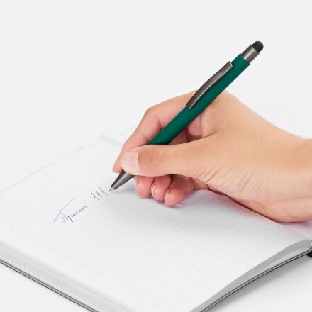 Ручка шариковая Atento Soft Touch со стилусом, зеленая Ручка шариковая Atento Soft Touch со стилусом, зеленая