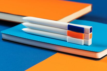 Ручка шариковая Swiper SQ, белая с неоново-оранжевым