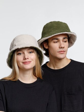 Панама Bucket двусторонняя утепленная, хаки с бежевым Панама Bucket двусторонняя утепленная, хаки с бежевым