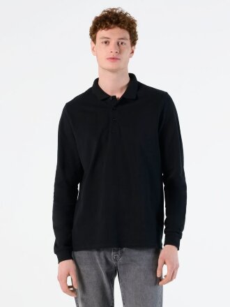 Рубашка поло мужская с длинным рукавом Winter II 210 ярко-синяя Рубашка поло мужская с длинным рукавом Winter II 210 ярко-синяя