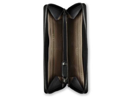 Кошелёк женский BUGATTI Elsa, с защитой данных RFID, чёрный, воловья кожа/полиэстер, 18,7х2х10 см Кошелёк женский BUGATTI Elsa, с защитой данных RFID, чёрный, воловья кожа/полиэстер, 18,7х2х10 см