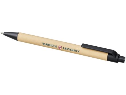 Шариковая ручка Berk из переработанного картона и кукурузного пластика, натуральный/черный Шариковая ручка Berk из переработанного картона и кукурузного пластика, натуральный/черный