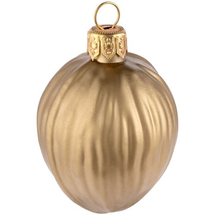 Елочная игрушка «Грецкий орех», матовое золото Елочная игрушка «Грецкий орех», матовое золото