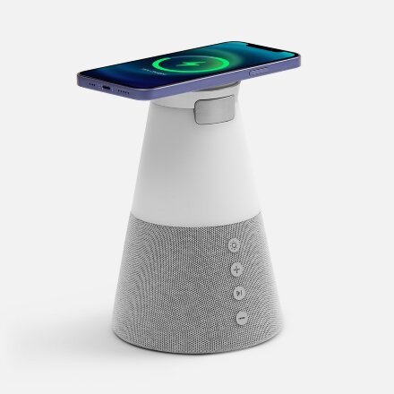 Bluetooth-колонка с беспроводной зарядкой и подсветкой Cone Sonance, серая Bluetooth-колонка с беспроводной зарядкой и подсветкой Cone Sonance, серая