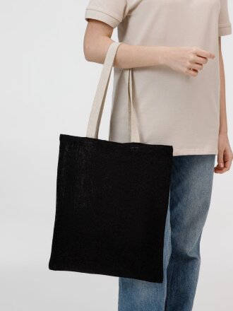 Холщовая сумка на плечо Juhu, черная Холщовая сумка на плечо Juhu, черная