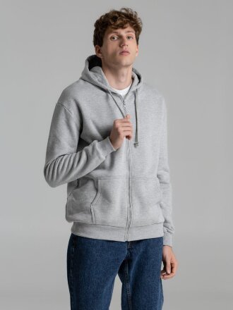 Толстовка на молнии с капюшоном Unit Siverga Heavy, серый меланж Толстовка на молнии с капюшоном Unit Siverga Heavy, серый меланж