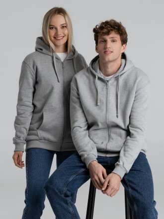 Толстовка на молнии с капюшоном Unit Siverga Heavy, серый меланж Толстовка на молнии с капюшоном Unit Siverga Heavy, серый меланж