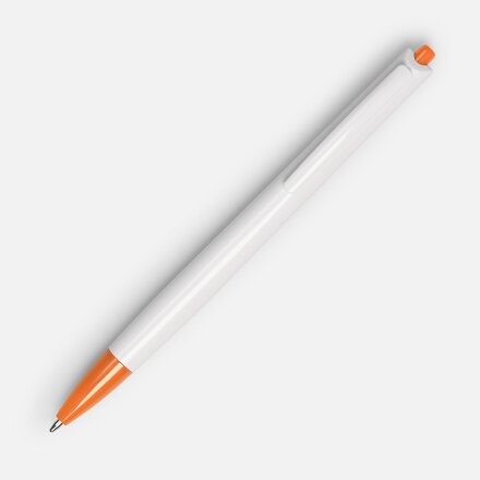 Ручка шариковая Tick, белая с оранжевым Ручка шариковая Tick, белая с оранжевым